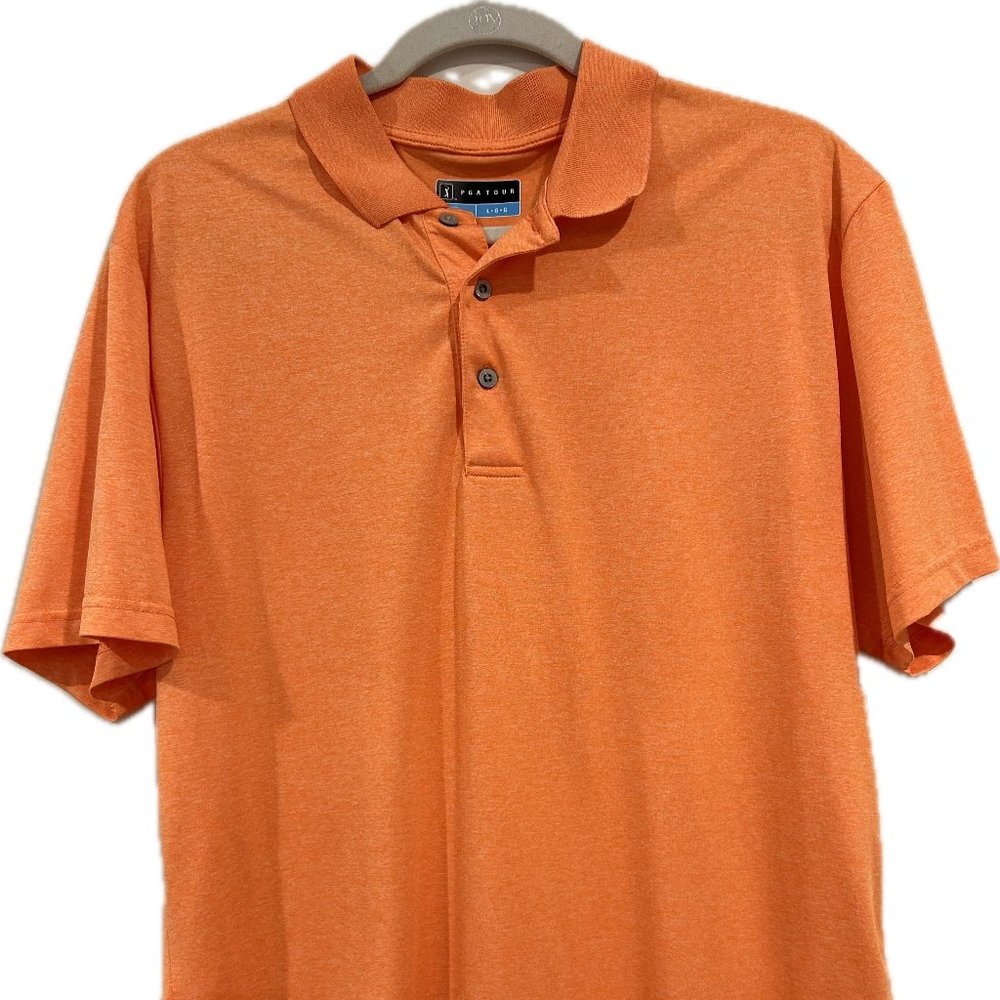 PGA TOUR Men's Big & Tall Airflux Solid Mesh Short Sleeve Golf Polo Shirt LG